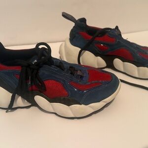 MCM Kids Navy Blue and Red Chunky Sneakers